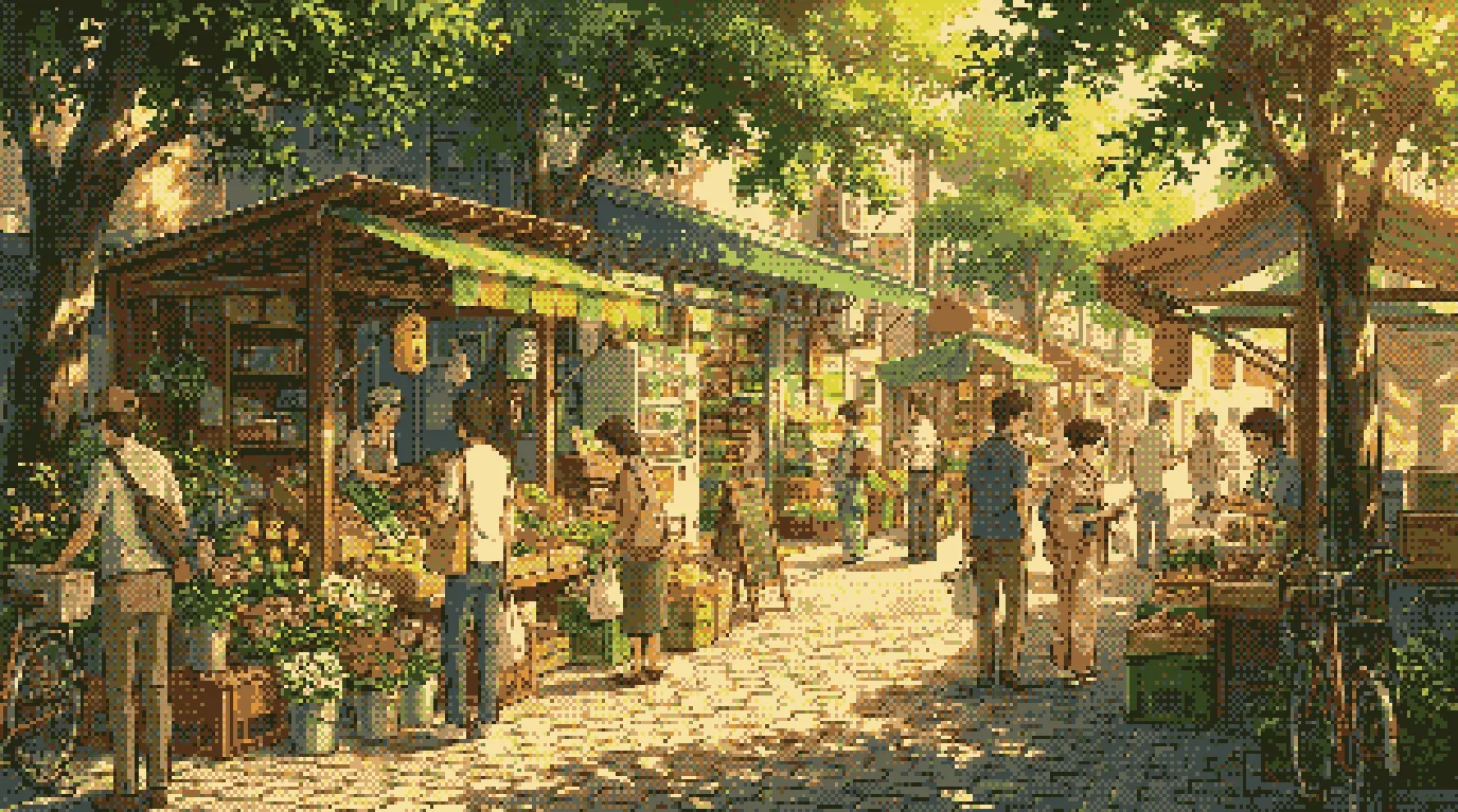 Pixel-art landscape representing Miraq Lifestyle's automation on Revora
